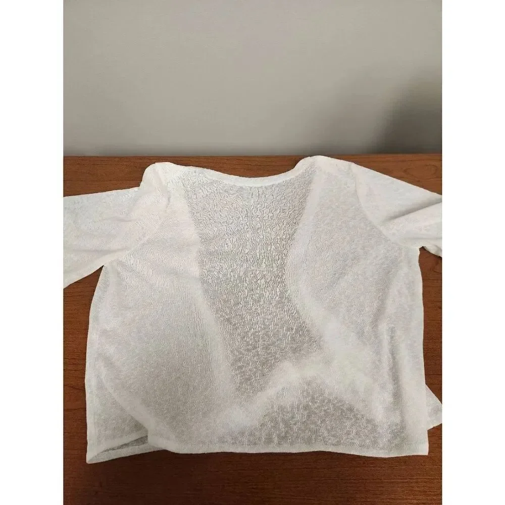 No brand white medium 1/2 sleeved open front cardigan (PF)